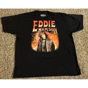 Eddie Munson Stranger Things Black Graphic T-Shirt Adult XL Netflix Metal